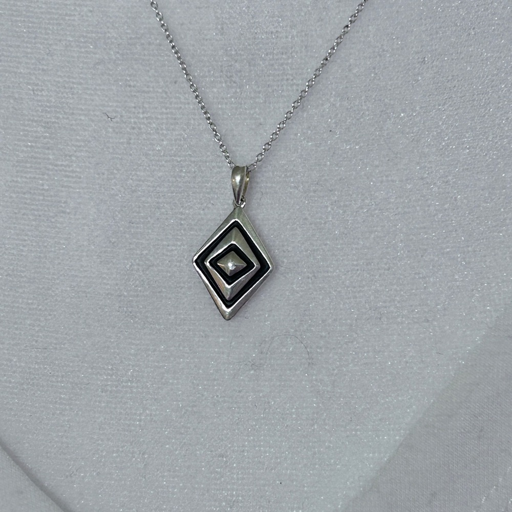 Silpada logo, Sterling Silver Geometric Diamond Pendant Necklace - new